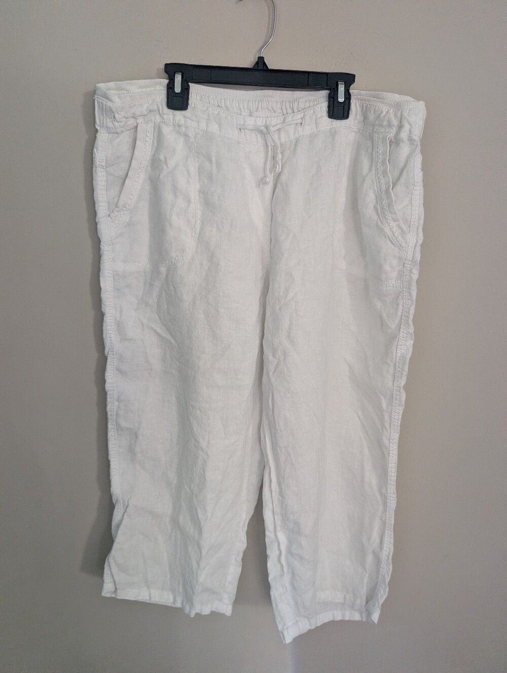 M&S Flax Linen White Capri Pants Size 12